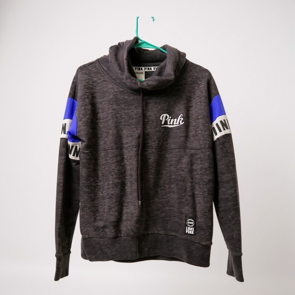 PINK Victoria's Secret Gray‎ Purple Cowl Neck Pullover Sweatshirt Top